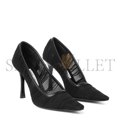 JIMMY CHOO LOTTA 100 BLACK TULLE AND NAPPA PUMPS LOTTA100IVW0